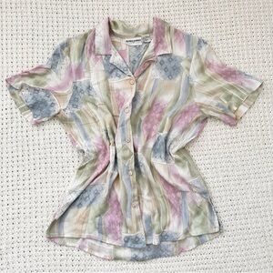 Vintage Pastel Alfred Dunner Blouse, Retro Miami-core 80s/90s Shirt Beachy B4